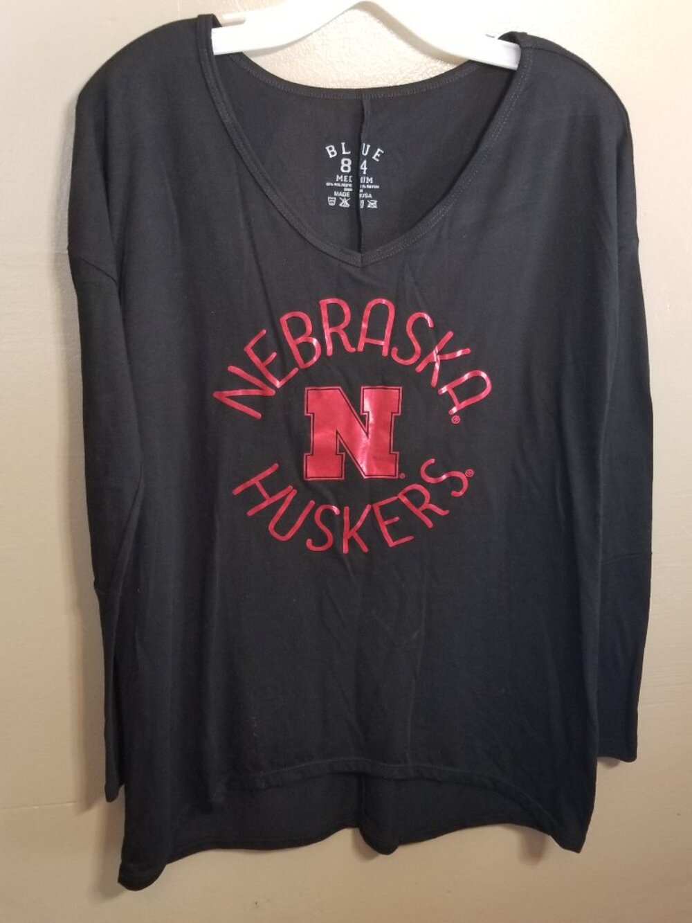 Nebraska Huskers Black / Red Long Sleeve Shirt, Women, Medium